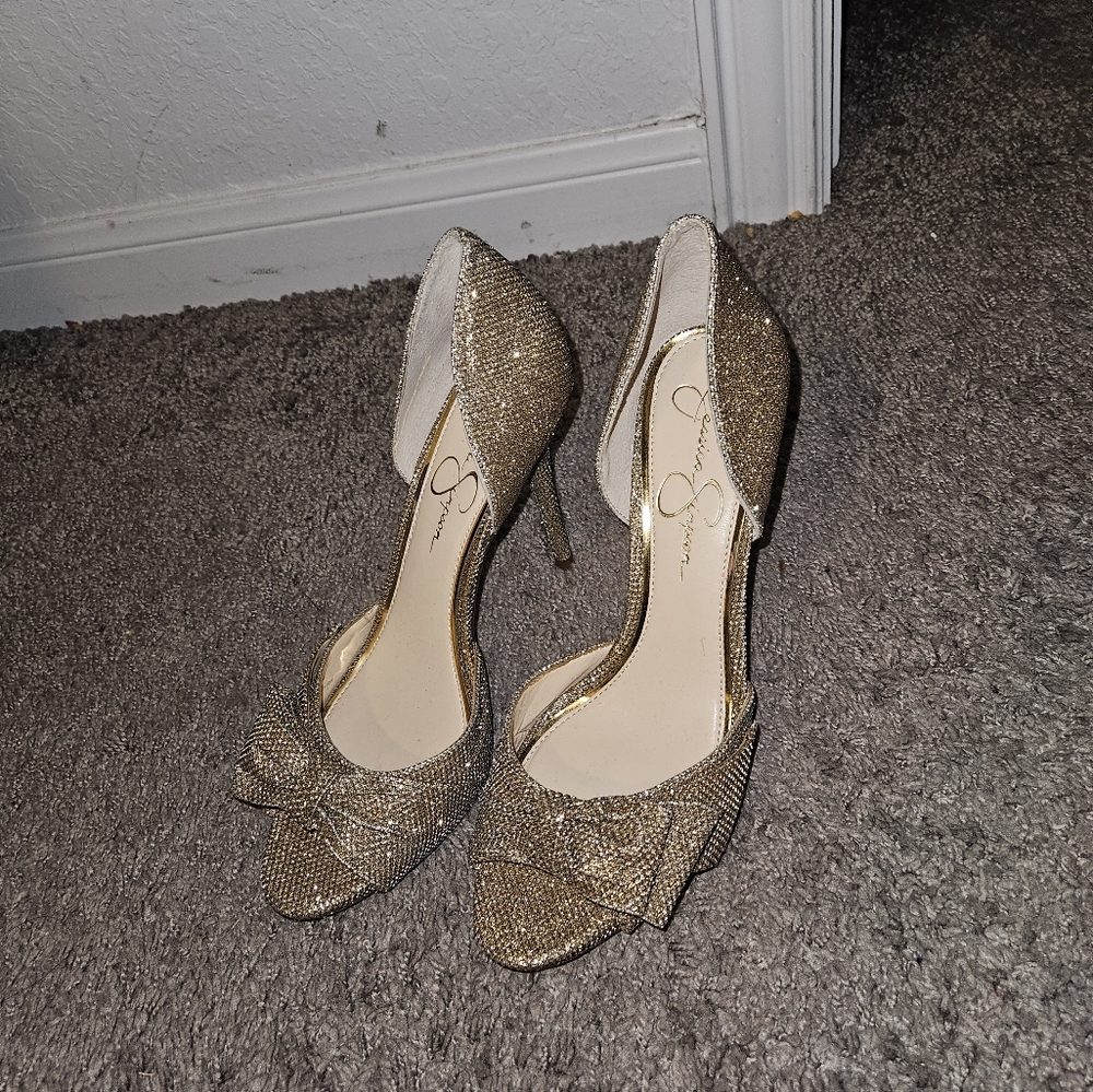 Sparkly Gold Jessica Simpson high heels